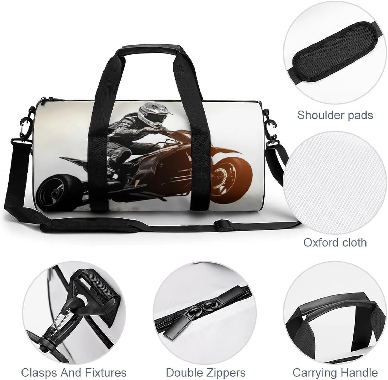 Sports Gym Bag for Women Men Travel Duffel Bag Tote Weekender Bag Rider Racing Car Carry on Overnight Bag for Travel Swimming Fitness Workout Sports Duffle Bag