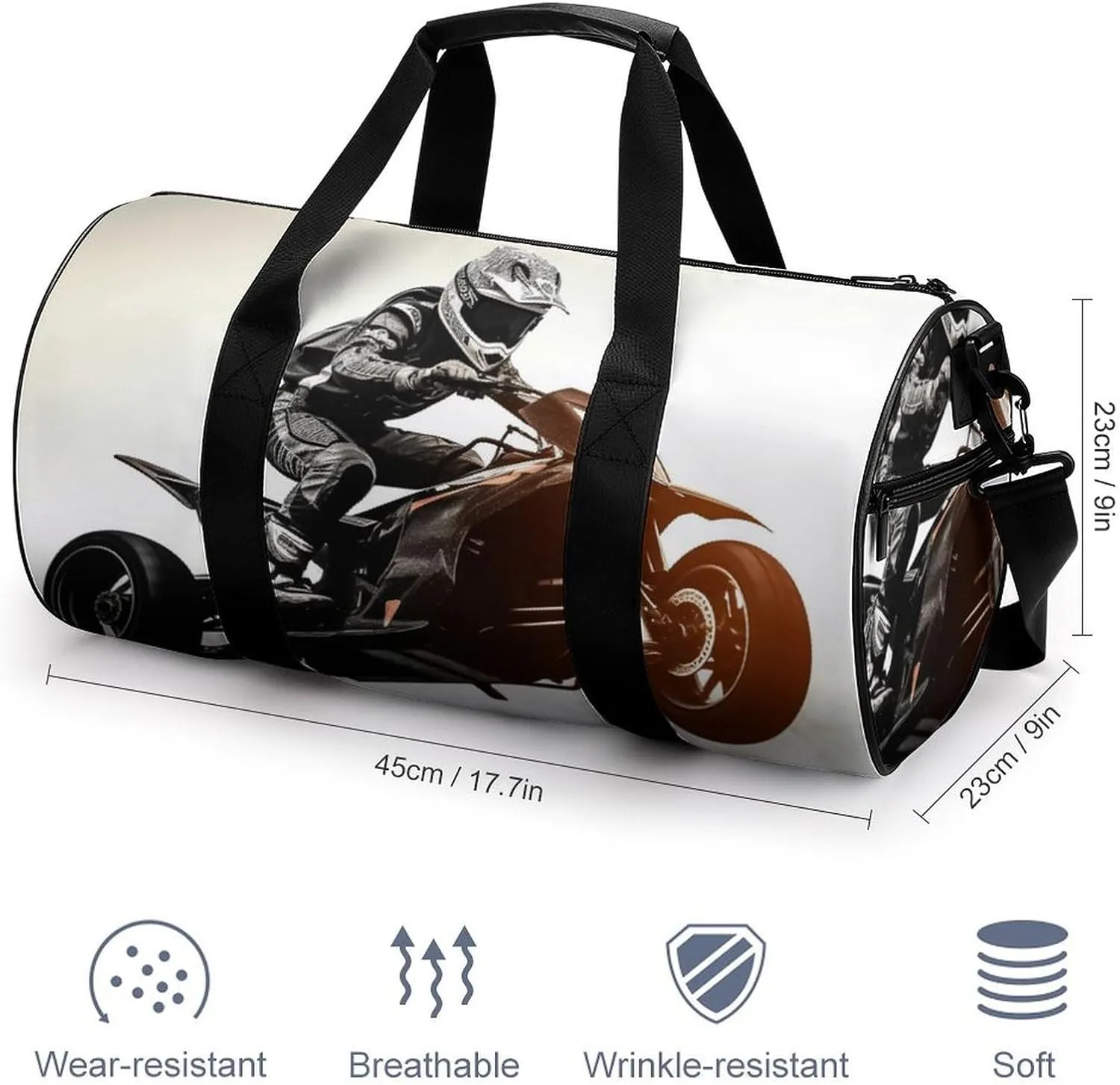 Sports Gym Bag for Women Men Travel Duffel Bag Tote Weekender Bag Rider Racing Car Carry on Overnight Bag for Travel Swimming Fitness Workout Sports Duffle Bag