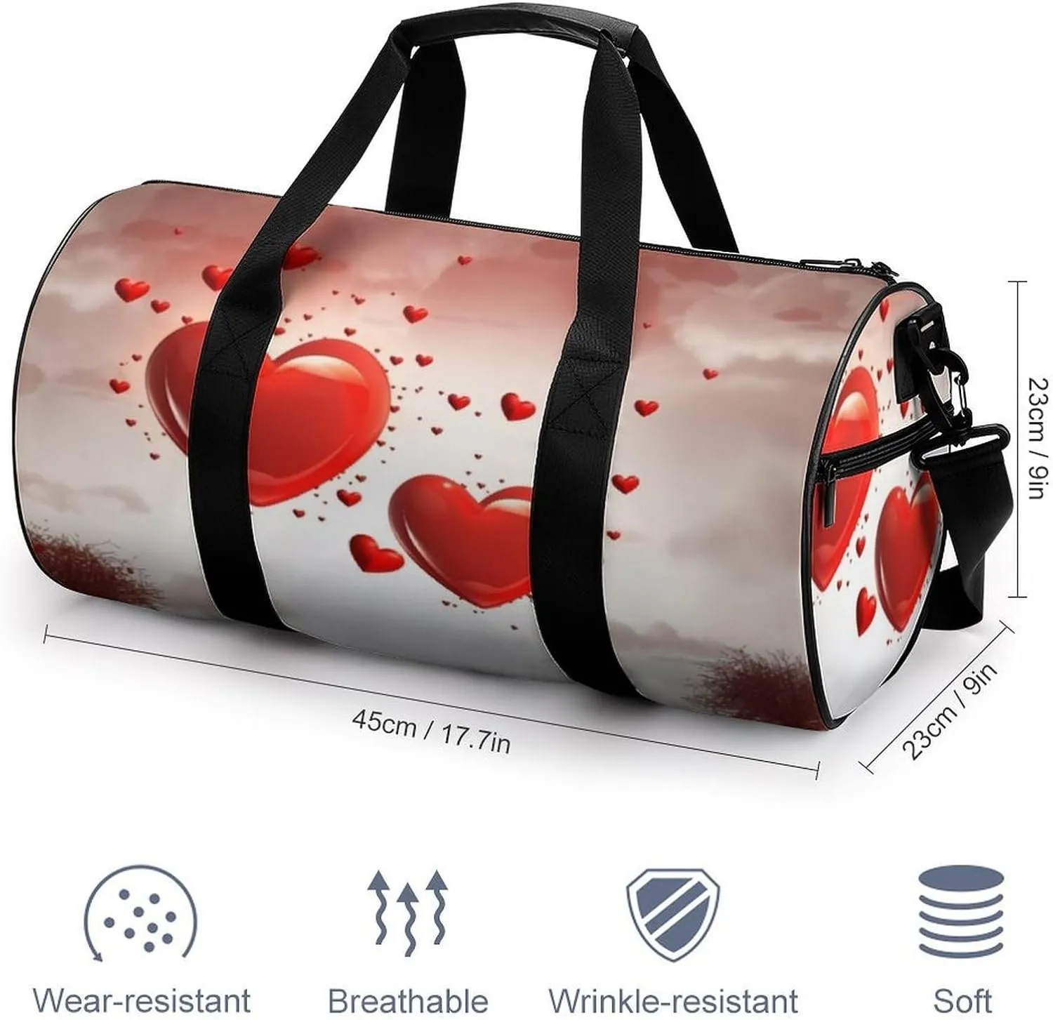 Sports Gym Bag for Women Men Travel Duffel Bag Tote Weekender Bag Romantic Love's Carry on Overnight Bag for Travel Swimming Fitness Workout Sports Duffle Bag
