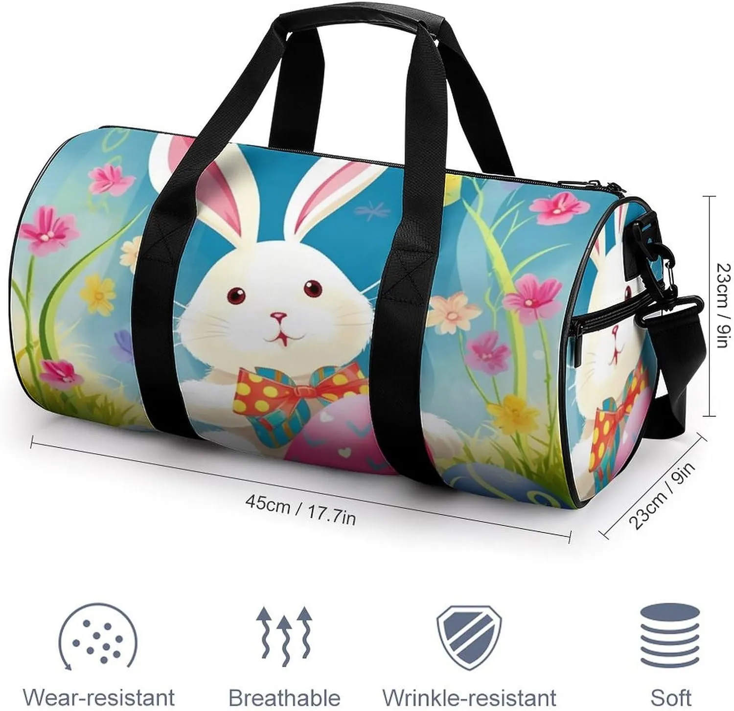 Sports Gym Bag for Women Men Travel Duffel Bag Tote Weekender Bag Spring Happy Easter Holiday Carry on Overnight Bag for Travel Swimming Fitness Workout Sports Duffle Bag