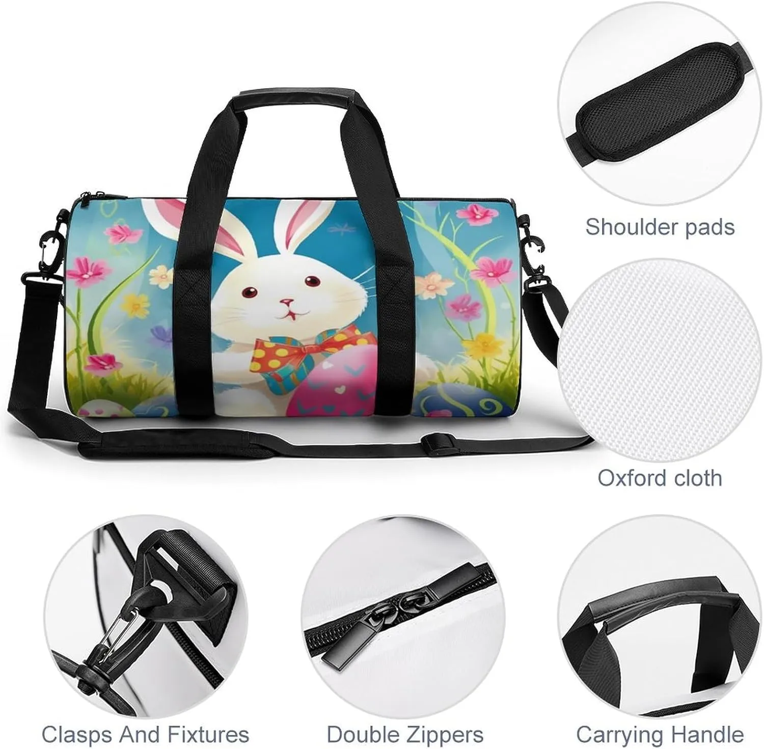 Sports Gym Bag for Women Men Travel Duffel Bag Tote Weekender Bag Spring Happy Easter Holiday Carry on Overnight Bag for Travel Swimming Fitness Workout Sports Duffle Bag