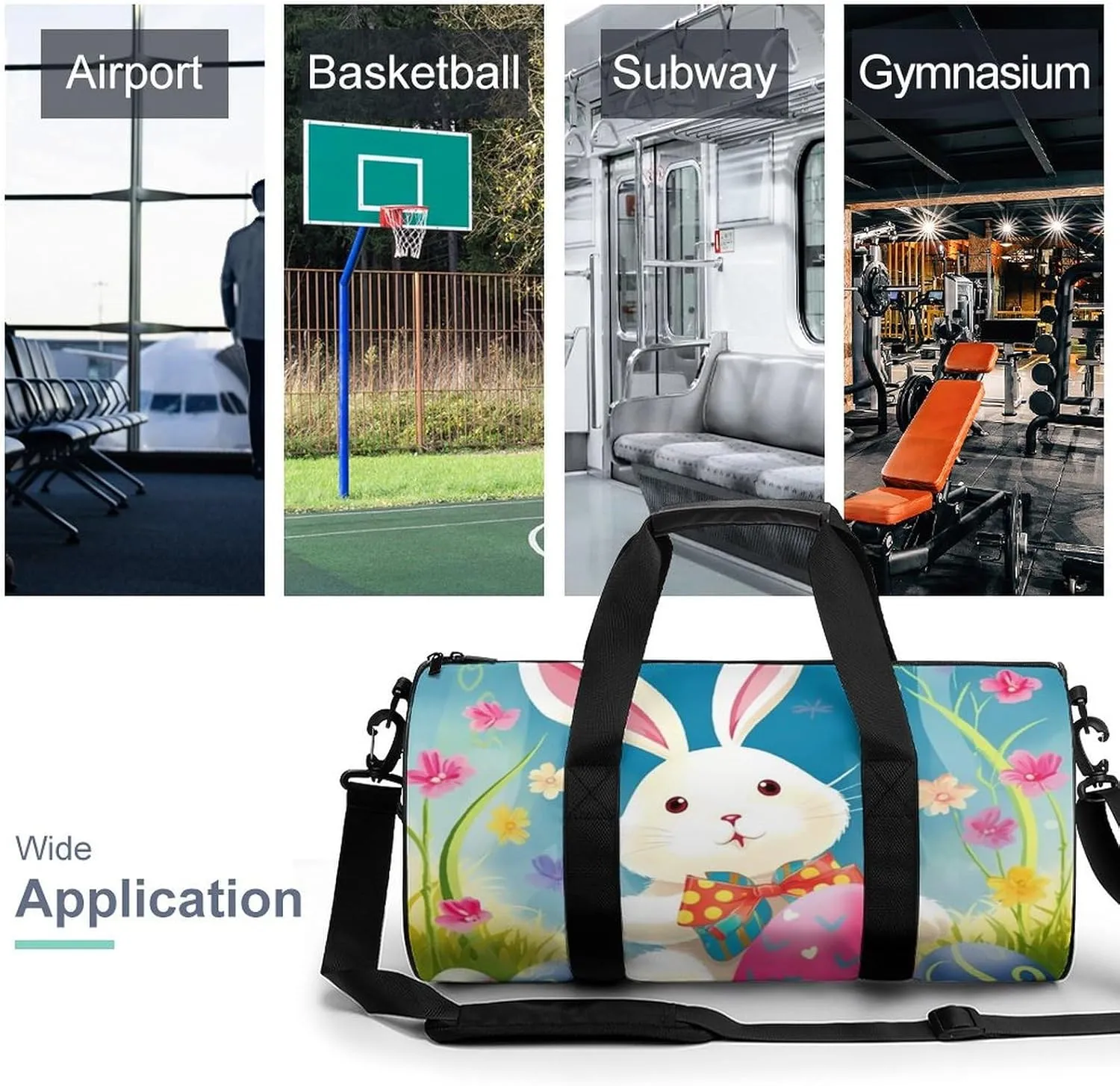 Sports Gym Bag for Women Men Travel Duffel Bag Tote Weekender Bag Spring Happy Easter Holiday Carry on Overnight Bag for Travel Swimming Fitness Workout Sports Duffle Bag