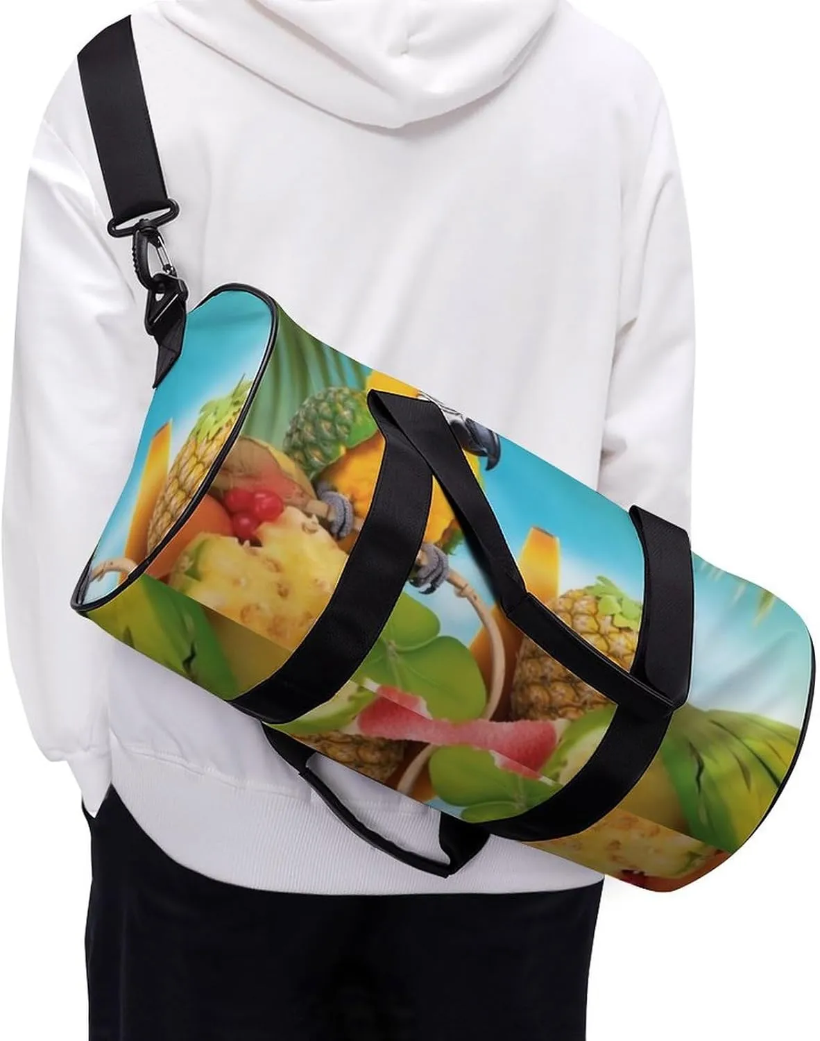 Sports Gym Bag for Women Men Travel Duffel Bag Tote Weekender Bag Summer Parrot Pineapple Birds Carry on Overnight Bag for Travel Swimming Fitness Workout Sports Duffle Bag