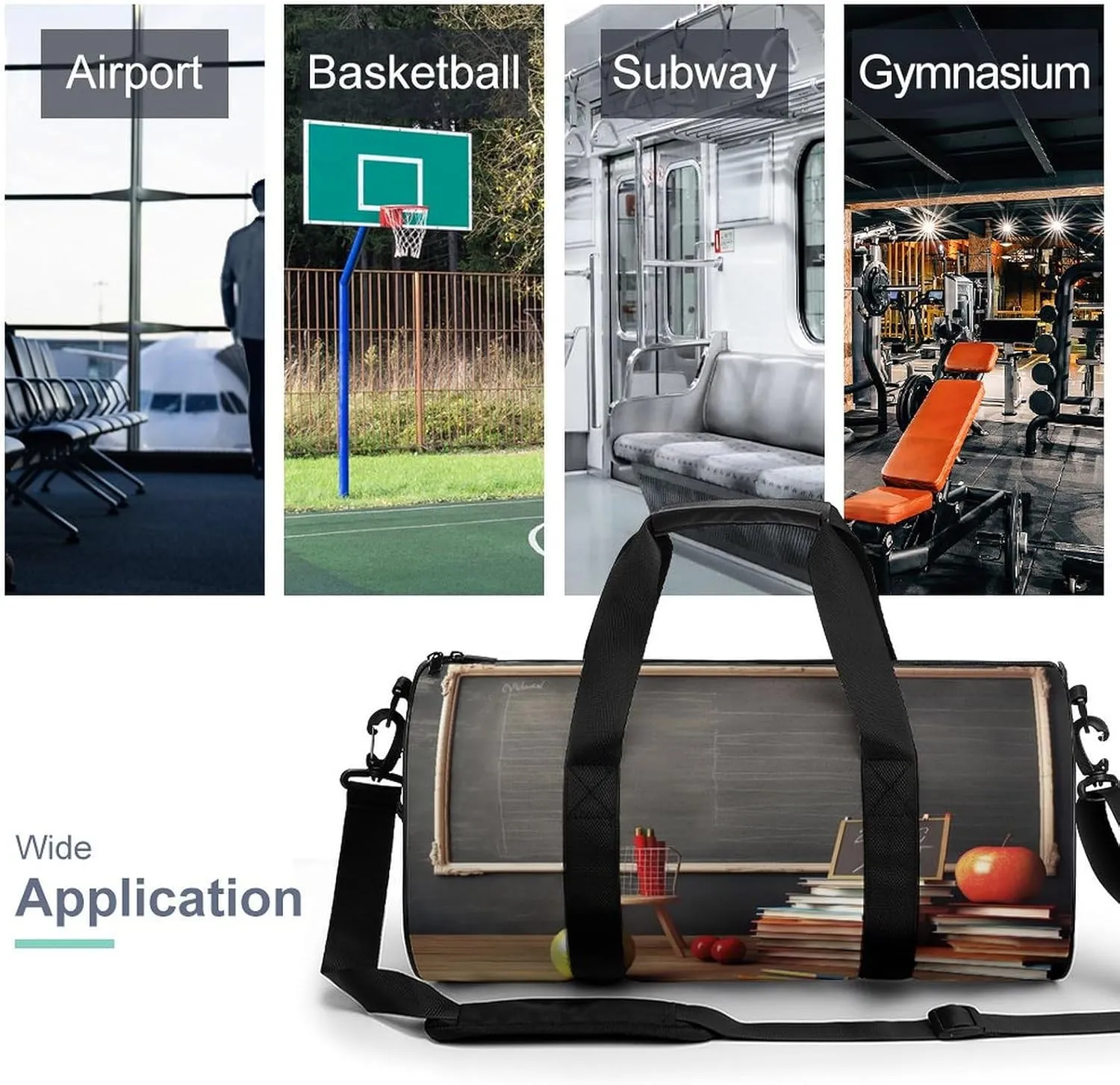 Sports Gym Bag for Women Men Travel Duffel Bag Tote Weekender Bag Teacher Classroom Chalkboard Carry on Overnight Bag for Travel Swimming Fitness Workout Sports Duffle Bag