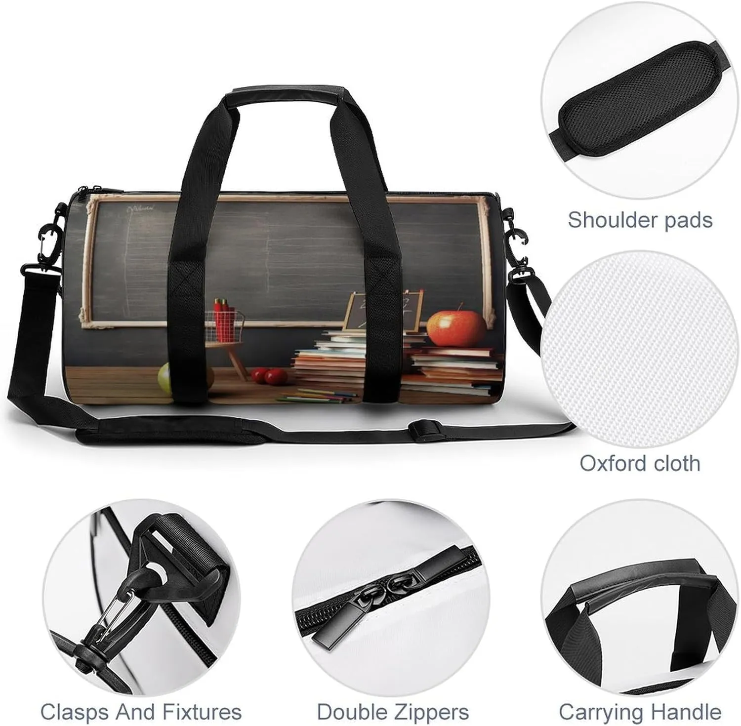 Sports Gym Bag for Women Men Travel Duffel Bag Tote Weekender Bag Teacher Classroom Chalkboard Carry on Overnight Bag for Travel Swimming Fitness Workout Sports Duffle Bag
