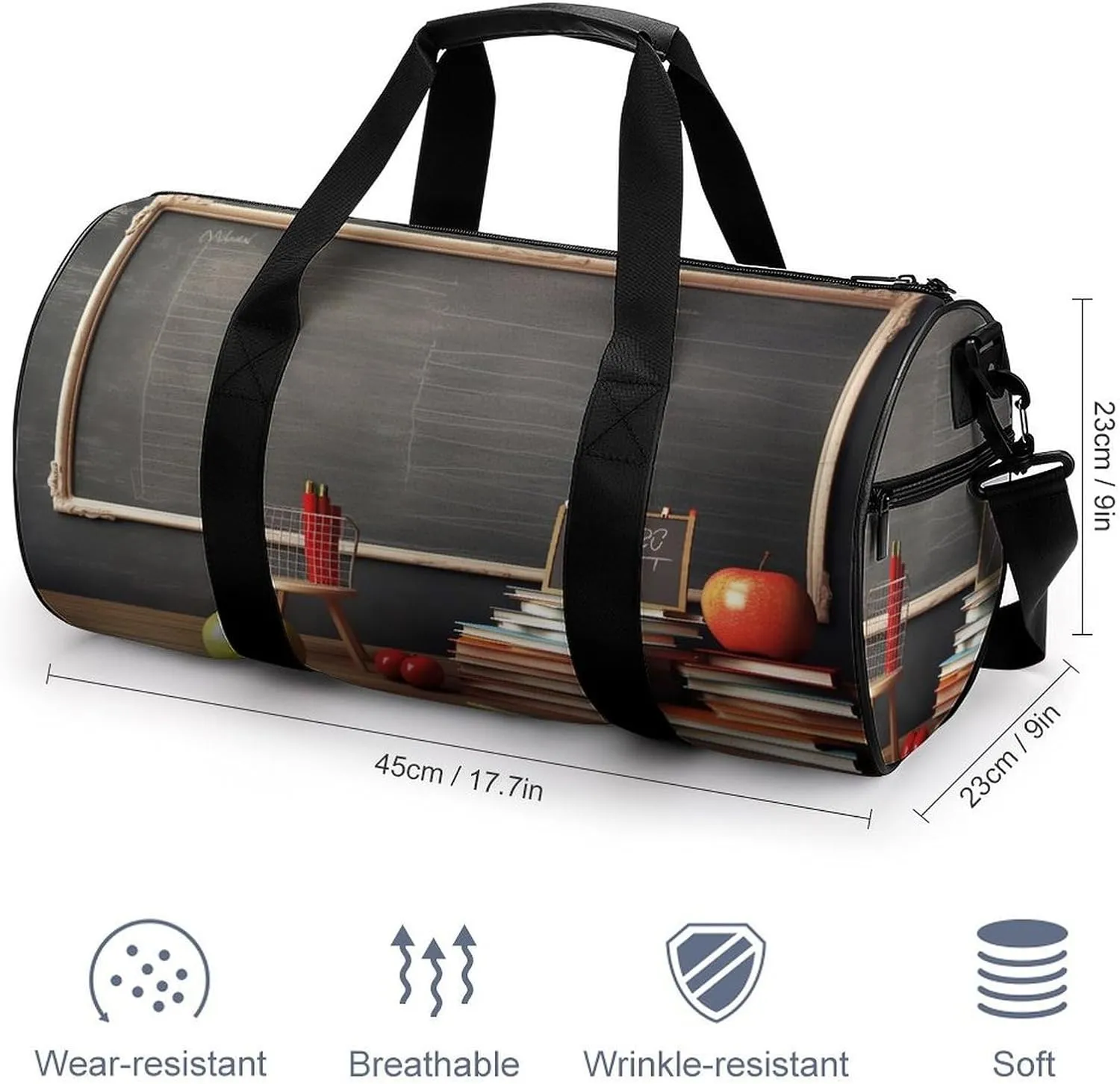 Sports Gym Bag for Women Men Travel Duffel Bag Tote Weekender Bag Teacher Classroom Chalkboard Carry on Overnight Bag for Travel Swimming Fitness Workout Sports Duffle Bag