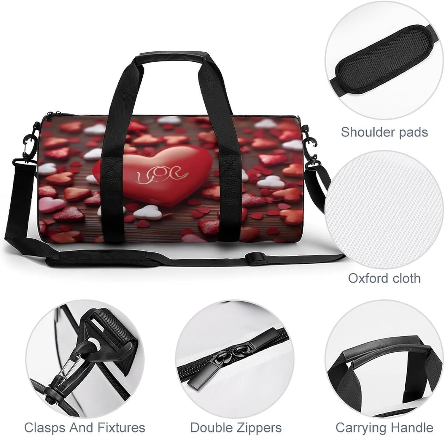 Sports Gym Bag for Women Men Travel Duffel Bag Tote Weekender Bag Valentine's Day Carry on Overnight Bag for Travel Swimming Fitness Workout Sports Duffle Bag