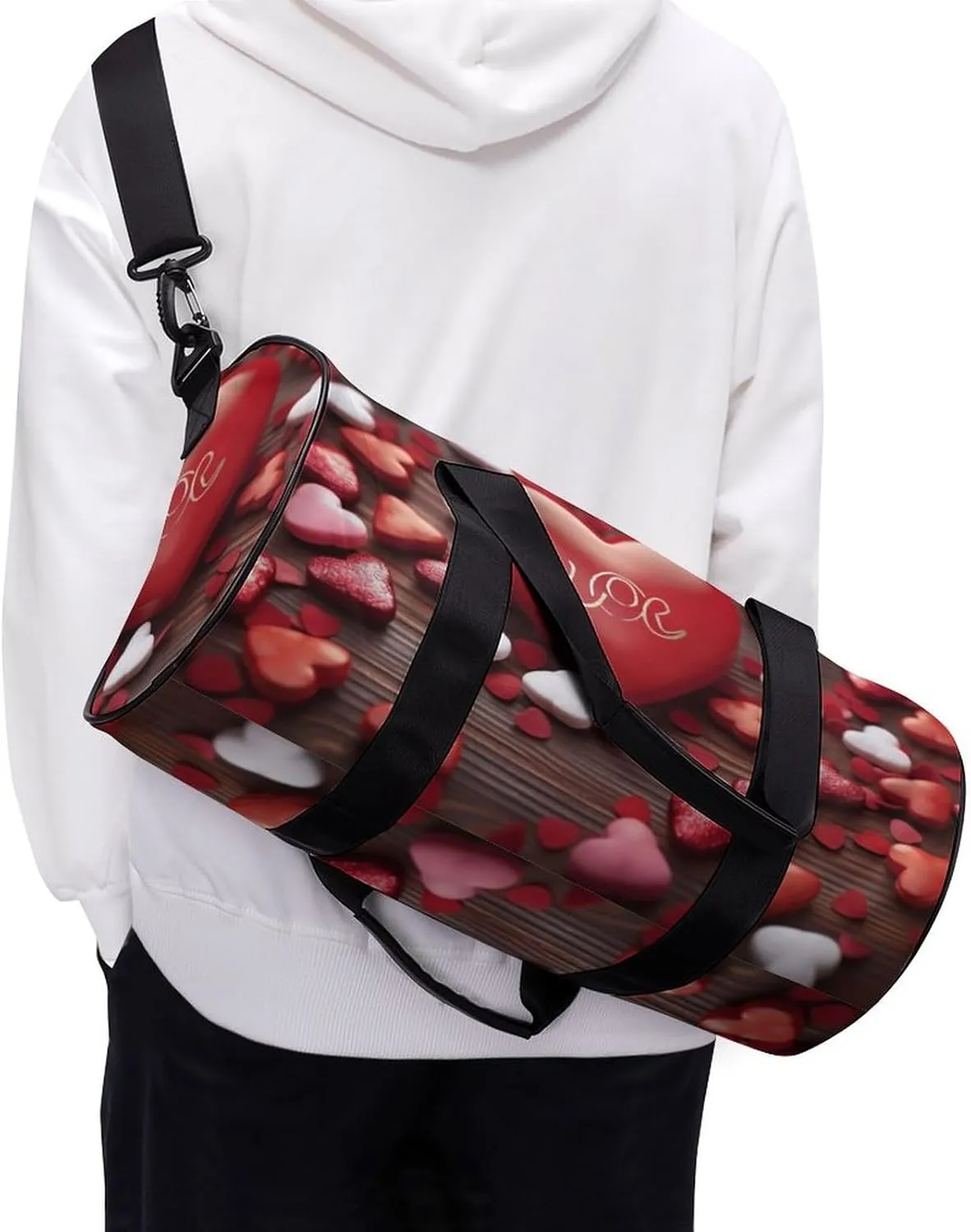 Sports Gym Bag for Women Men Travel Duffel Bag Tote Weekender Bag Valentine's Day Carry on Overnight Bag for Travel Swimming Fitness Workout Sports Duffle Bag