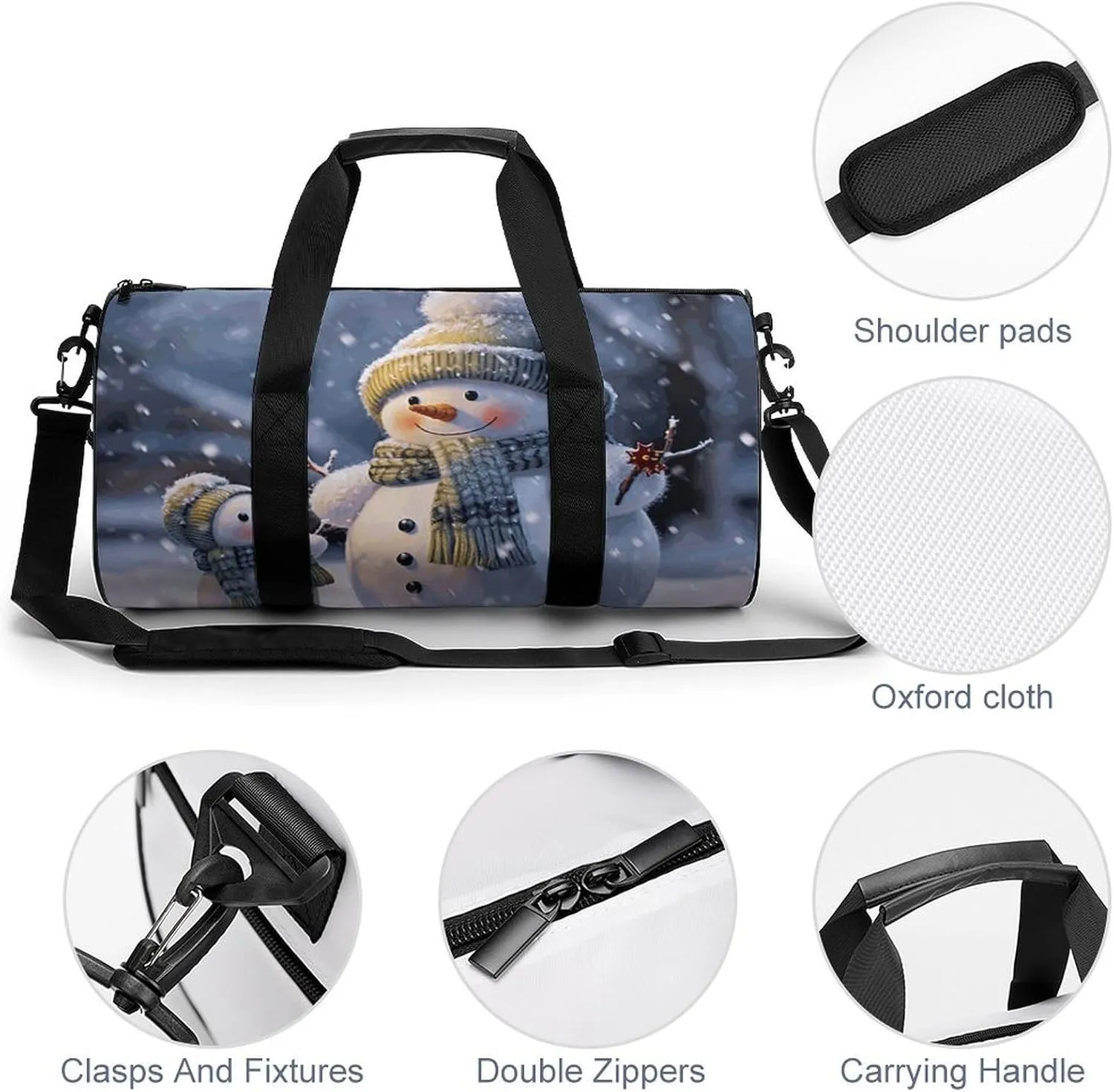 Sports Gym Bag for Women Men Travel Duffel Bag Tote Weekender Bag Winter Snowman Carry on Overnight Bag for Travel Swimming Fitness Workout Sports Duffle Bag
