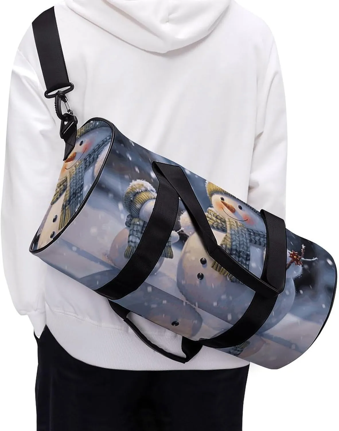 Sports Gym Bag for Women Men Travel Duffel Bag Tote Weekender Bag Winter Snowman Carry on Overnight Bag for Travel Swimming Fitness Workout Sports Duffle Bag