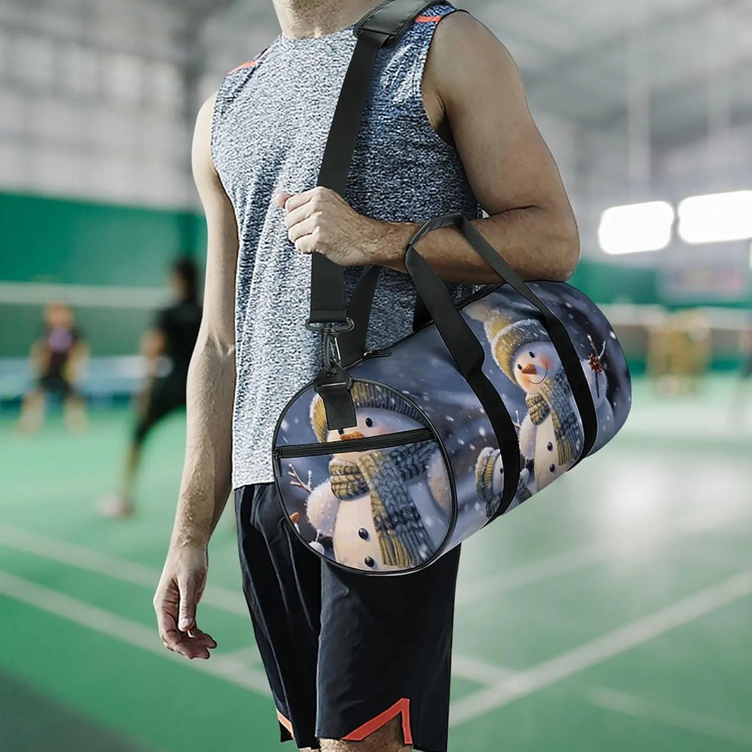Sports Gym Bag for Women Men Travel Duffel Bag Tote Weekender Bag Winter Snowman Carry on Overnight Bag for Travel Swimming Fitness Workout Sports Duffle Bag