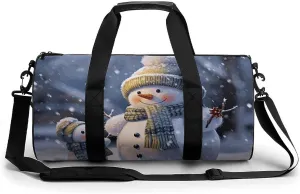 Sports Gym Bag for Women Men Travel Duffel Bag Tote Weekender Bag Winter Snowman Carry on Overnight Bag for Travel Swimming Fitness Workout Sports Duffle Bag