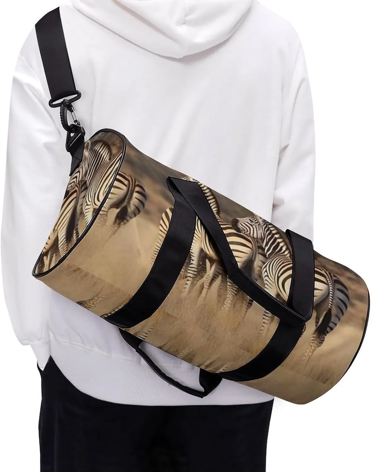 Sports Gym Bag for Women Men Travel Duffel Bag Tote Weekender Bag Zebras On South Africa Carry on Overnight Bag for Travel Swimming Fitness Workout Sports Duffle Bag