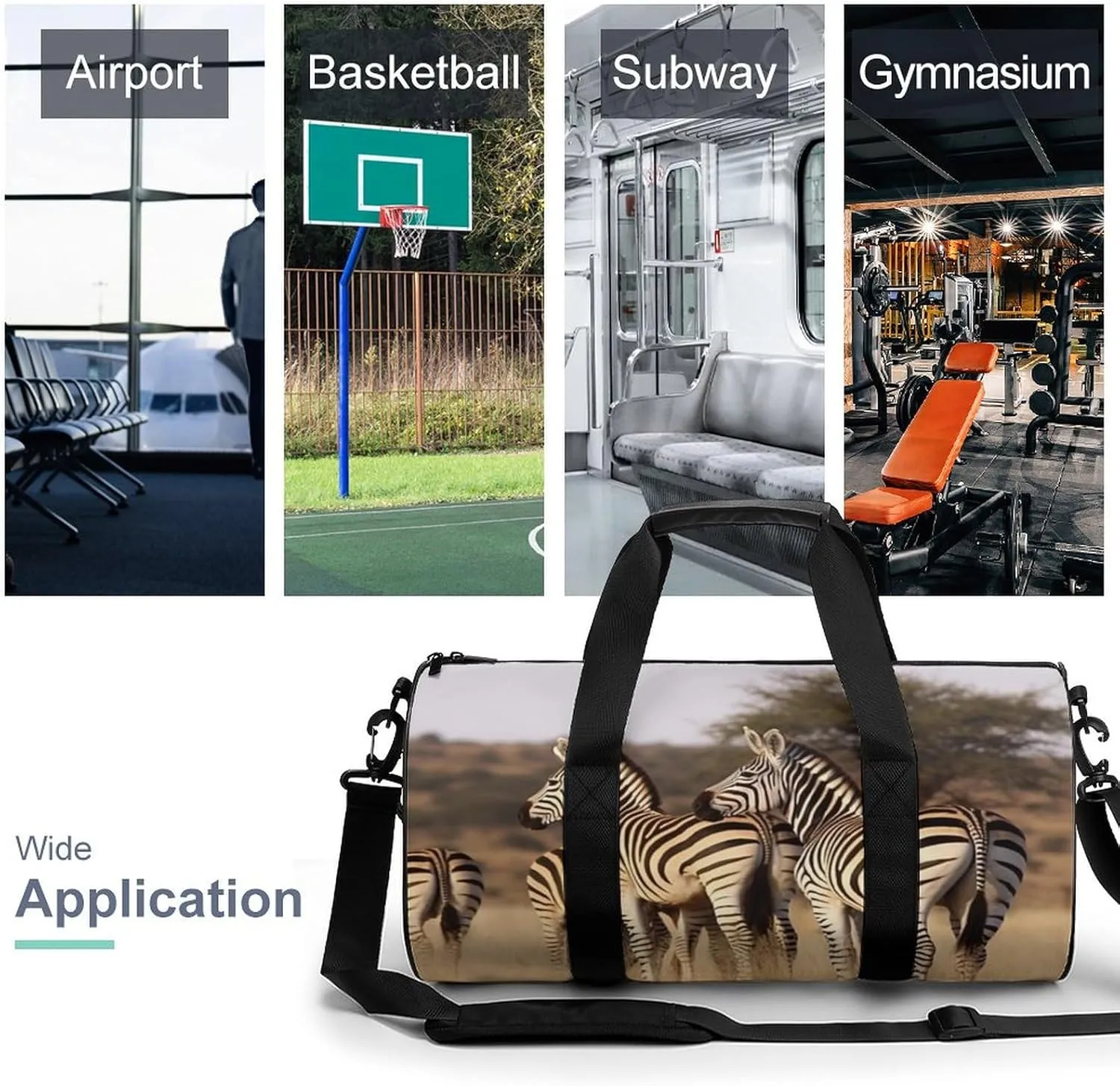 Sports Gym Bag for Women Men Travel Duffel Bag Tote Weekender Bag Zebras On South Africa Carry on Overnight Bag for Travel Swimming Fitness Workout Sports Duffle Bag