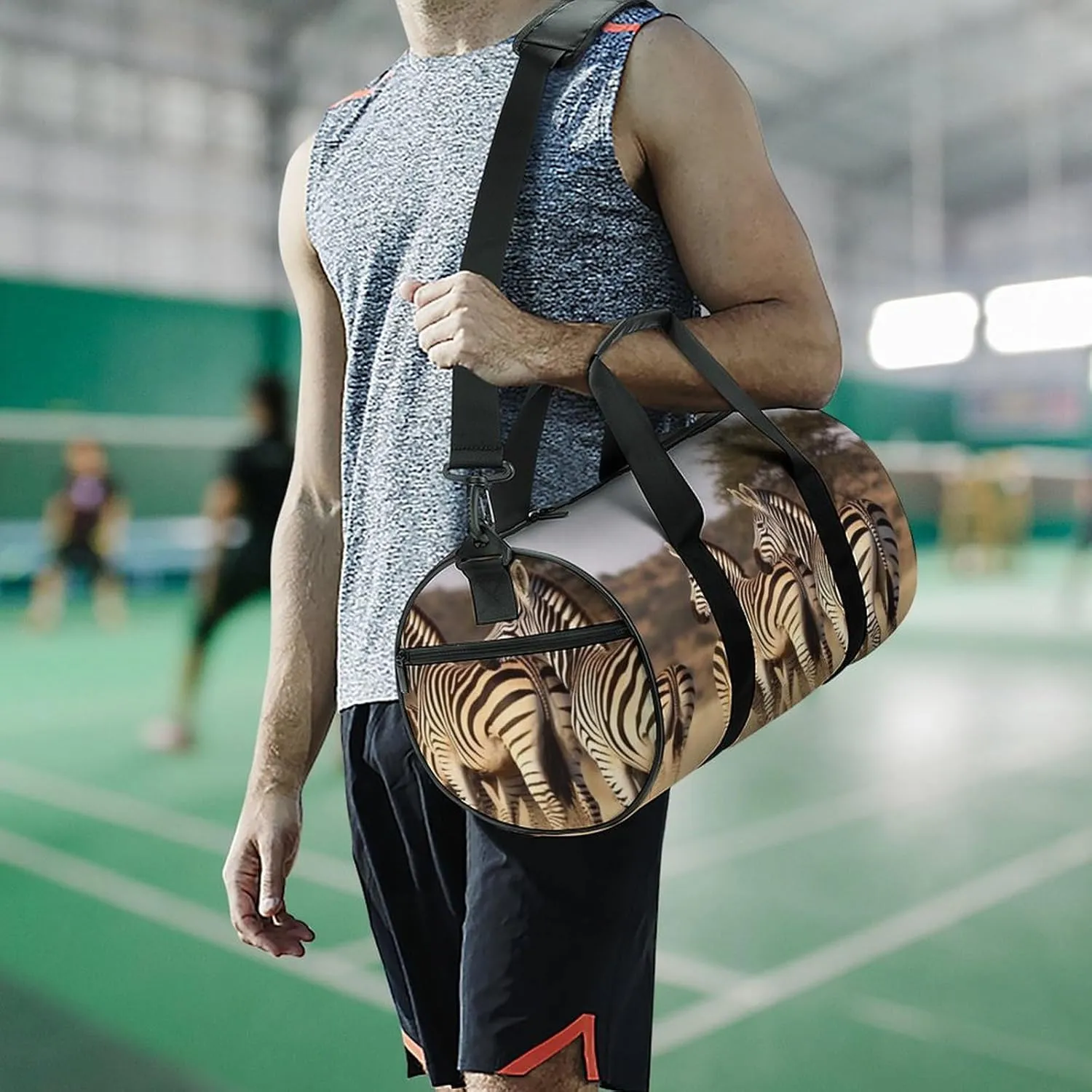 Sports Gym Bag for Women Men Travel Duffel Bag Tote Weekender Bag Zebras On South Africa Carry on Overnight Bag for Travel Swimming Fitness Workout Sports Duffle Bag