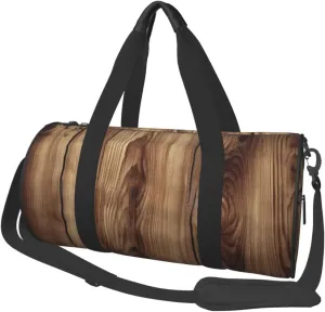 Sports Gym Bag for Women Men Travel Duffel Bag Tote Wood Grain Weekender Bag Canvas Carry on Overnight Bag for Travel Swimming Fitness Workout Sports Duffle Bag