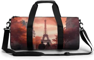 Sports Gym Bag for Women Men Travel Duffel Bag Walk past The Tower Weekender Bag Canvas Carry on Overnight Bag for Travel Swimming Fitness Workout Sports Duffle Bag, 17.7in/9in/9in, style-1-1