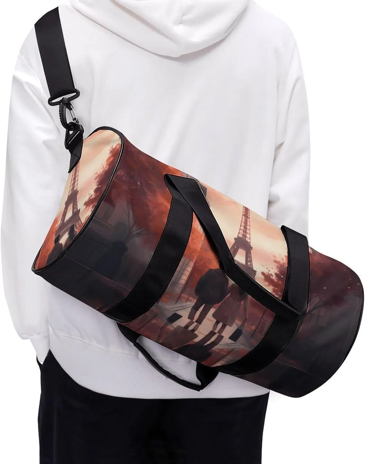 Sports Gym Bag for Women Men Travel Duffel Bag Walk past The Tower Weekender Bag Canvas Carry on Overnight Bag for Travel Swimming Fitness Workout Sports Duffle Bag, 17.7in/9in/9in, style-1-1