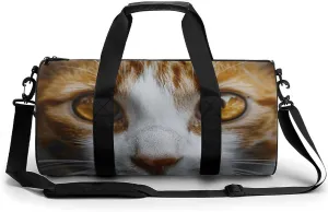 Sports Gym Bag for Women Men Travel Duffel Bag Yellow Eyes Cat Weekender Bag Canvas Carry on Overnight Bag for Travel Swimming Fitness Workout Sports Duffle Bag