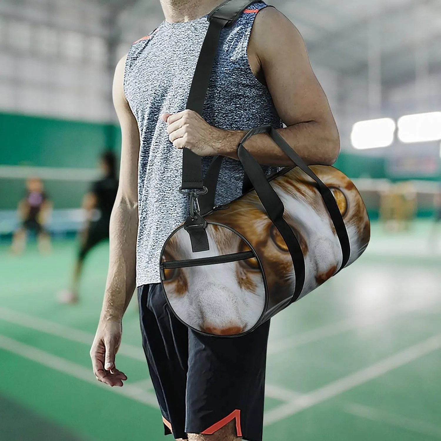 Sports Gym Bag for Women Men Travel Duffel Bag Yellow Eyes Cat Weekender Bag Canvas Carry on Overnight Bag for Travel Swimming Fitness Workout Sports Duffle Bag