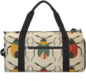 Sports Gym Bag for Women Men with Shoe And Wet Compartment Travel Duffel Bag Beetle Shape Pattern Weekender Bag Carry on Overnight Bag for Swimming Fitness Workout Sport Duffle Bag