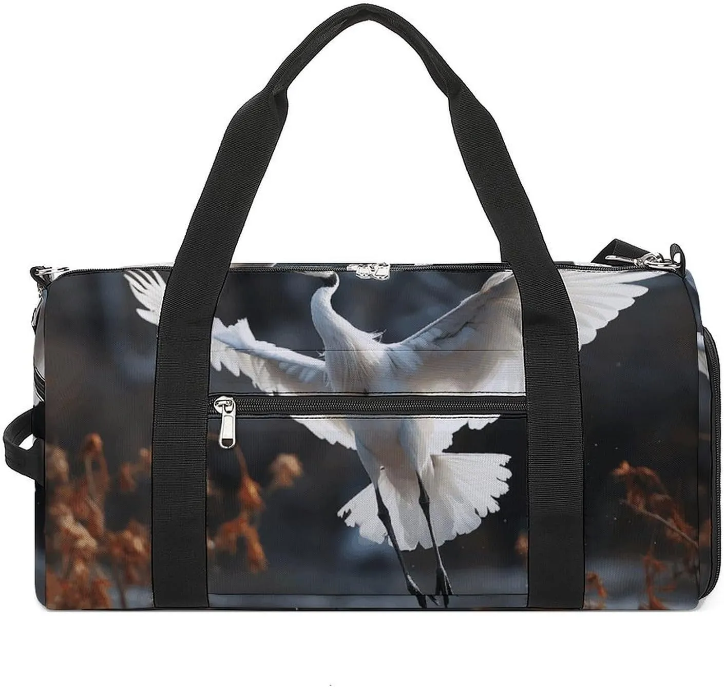 Sports Gym Bag for Women Men with Shoe And Wet Compartment Travel Duffel Bag Crane Dancing Weekender Bag Carry on Overnight Bag for Swimming Fitness Workout Sport Duffle Bag
