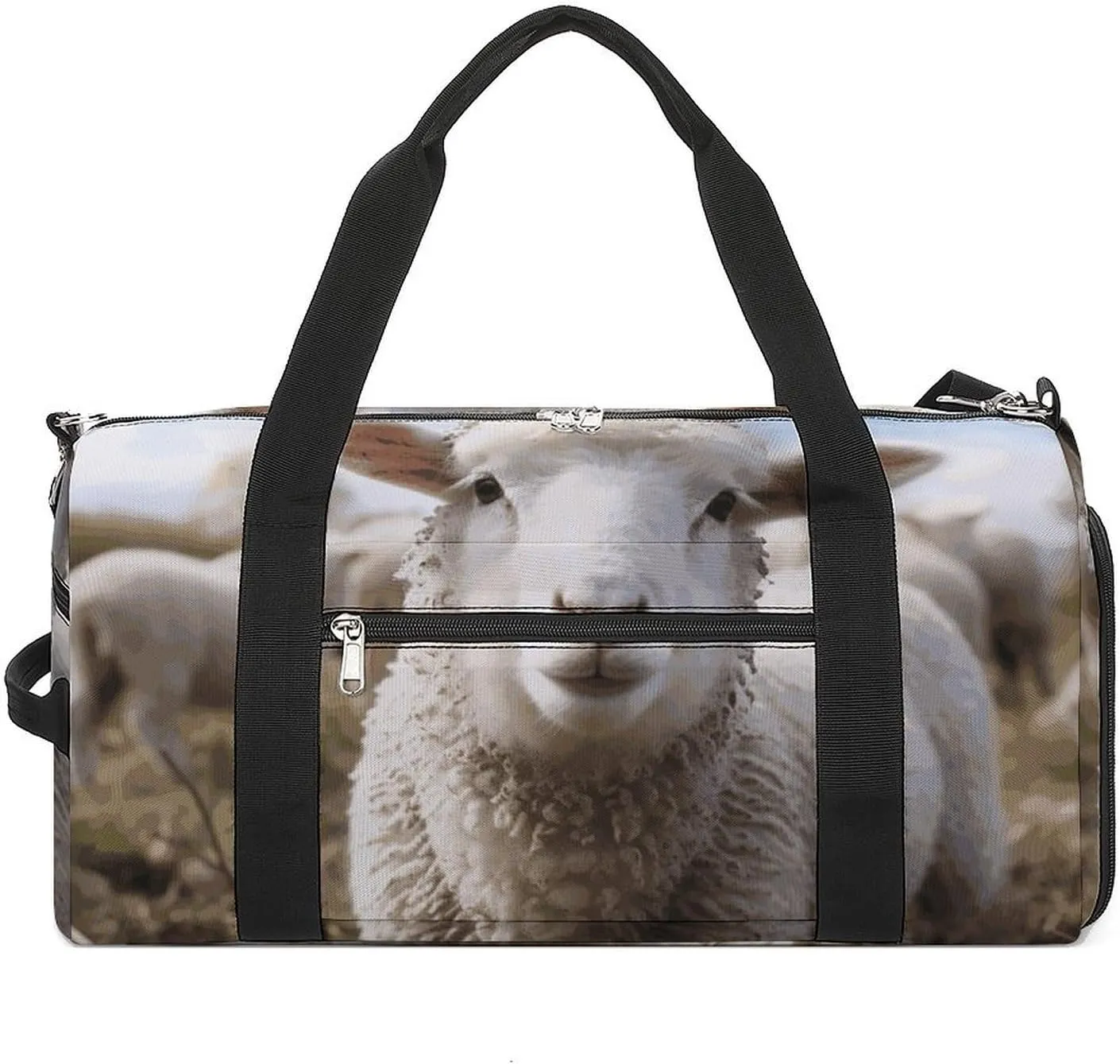 Sports Gym Bag for Women Men with Shoe And Wet Compartment Travel Duffel Bag Cute Sheep Lamb Weekender Bag Carry on Overnight Bag for Swimming Fitness Workout Sport Duffle Bag