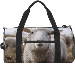 Sports Gym Bag for Women Men with Shoe And Wet Compartment Travel Duffel Bag Cute Sheep Lamb Weekender Bag Carry on Overnight Bag for Swimming Fitness Workout Sport Duffle Bag