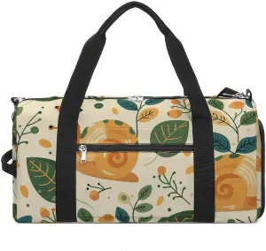 Sports Gym Bag for Women Men with Shoe And Wet Compartment Travel Duffel Bag Green Little Snail Weekender Bag Carry on Overnight Bag for Swimming Fitness Workout Sport Duffle Bag