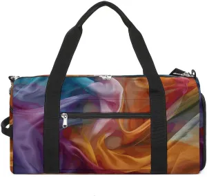 Sports Gym Bag for Women Men with Shoe And Wet Compartment Travel Duffel Bag Hand Painted Silk Weekender Bag Carry on Overnight Bag for Swimming Fitness Workout Sport Duffle Bag