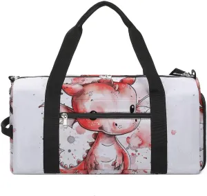 Sports Gym Bag for Women Men with Shoe And Wet Compartment Travel Duffel Bag Ink Style Dragon Weekender Bag Carry on Overnight Bag for Swimming Fitness Workout Sport Duffle Bag
