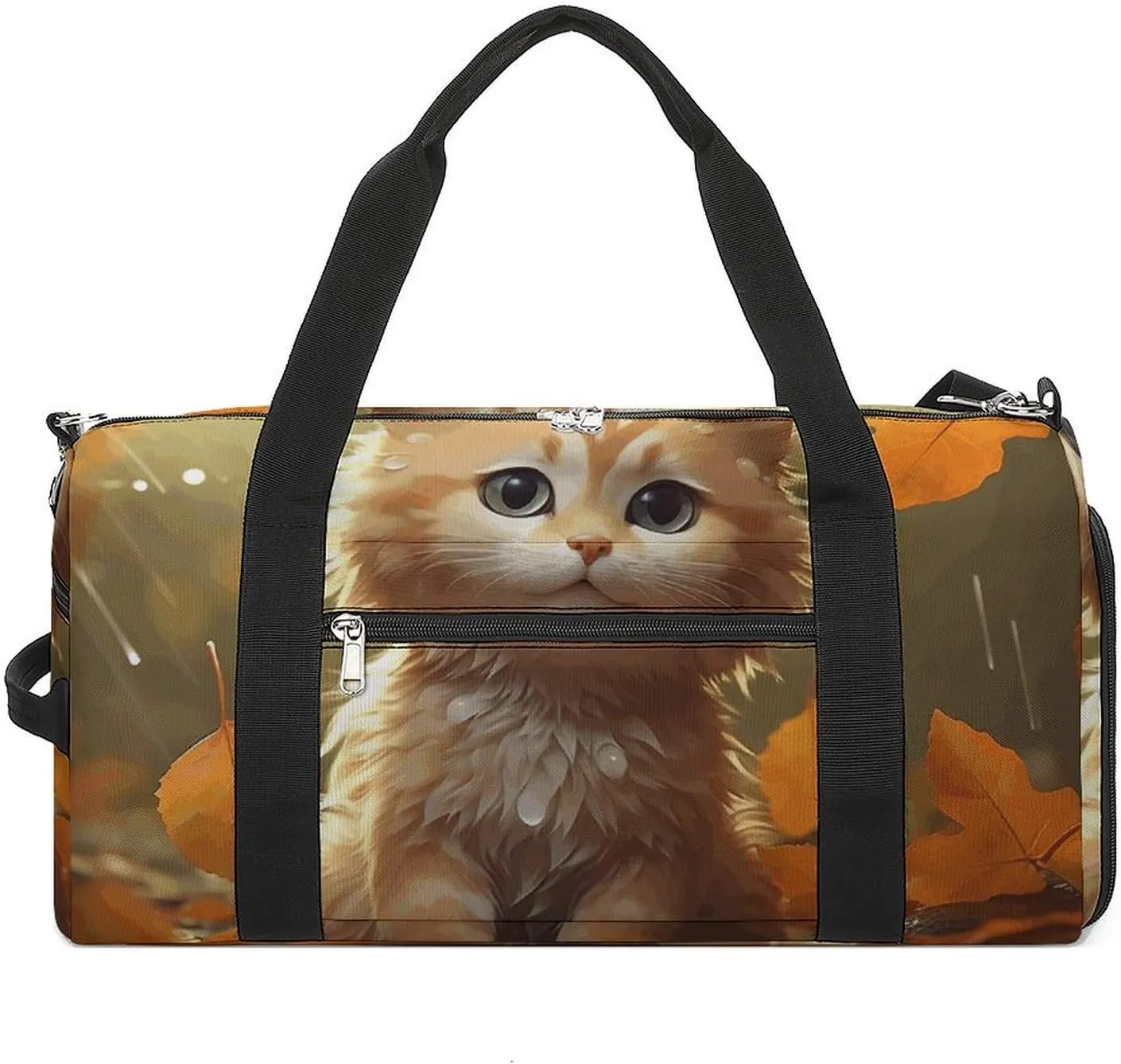 Sports Gym Bag for Women Men with Shoe And Wet Compartment Travel Duffel Bag Leaves And Rain Weekender Bag Carry on Overnight Bag for Swimming Fitness Workout Sport Duffle Bag