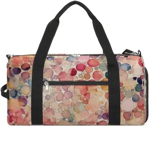 Sports Gym Bag for Women Men with Shoe And Wet Compartment Travel Duffel Bag Light Beige And Peach Weekender Bag Carry on Overnight Bag for Swimming Fitness Workout Sport Duffle Bag