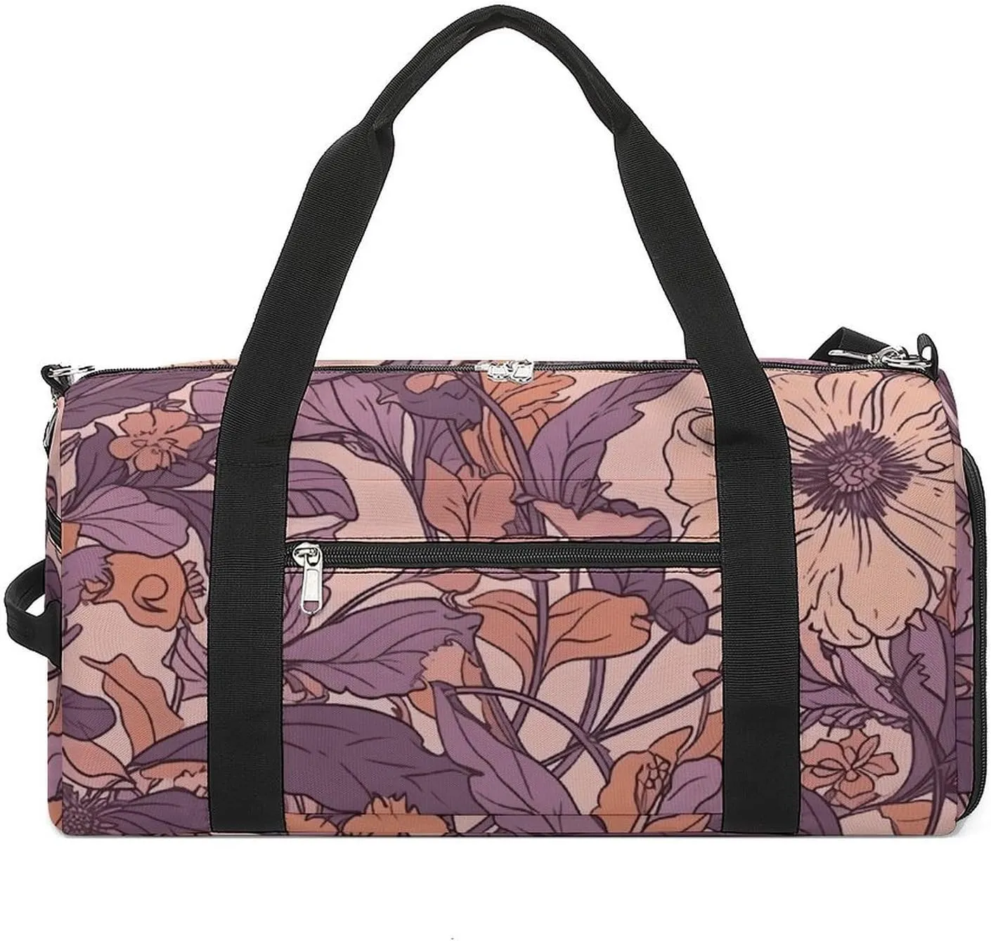 Sports Gym Bag for Women Men with Shoe And Wet Compartment Travel Duffel Bag Light Peach Flowers Weekender Bag Carry on Overnight Bag for Swimming Fitness Workout Sport Duffle Bag