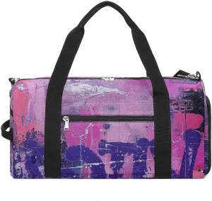 Sports Gym Bag for Women Men with Shoe And Wet Compartment Travel Duffel Bag Peach And Purple Painting Weekender Bag Carry on Overnight Bag for Swimming Fitness Workout Sport Duffle Bag