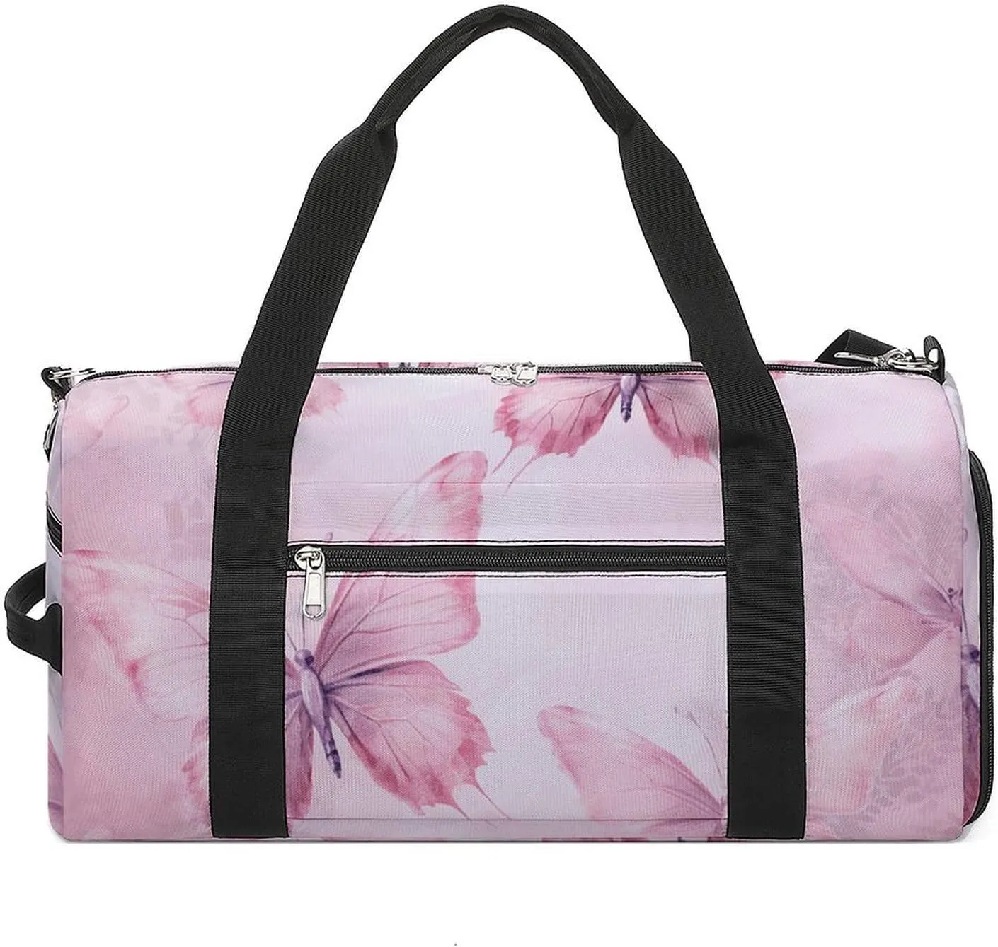 Sports Gym Bag for Women Men with Shoe And Wet Compartment Travel Duffel Bag Peach Butterfly Pictures Weekender Bag Carry on Overnight Bag for Swimming Fitness Workout Sport Duffle Bag