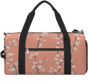 Sports Gym Bag for Women Men with Shoe And Wet Compartment Travel Duffel Bag Peach Red Pattern Weekender Bag Carry on Overnight Bag for Swimming Fitness Workout Sport Duffle Bag