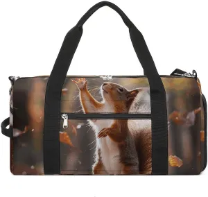 Sports Gym Bag for Women Men with Shoe And Wet Compartment Travel Duffel Bag Standing on Hind Legs Weekender Bag Carry on Overnight Bag for Swimming Fitness Workout Sport Duffle Bag