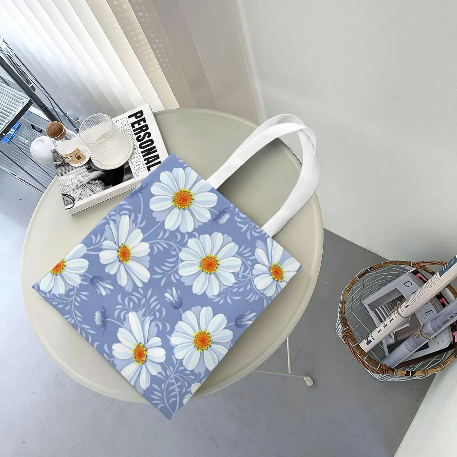 SSIMOO Dog Floral Fashion Canvas Tote Bag-Personalized Handbag,Multifunctional Bag,Elegant And Minimalist