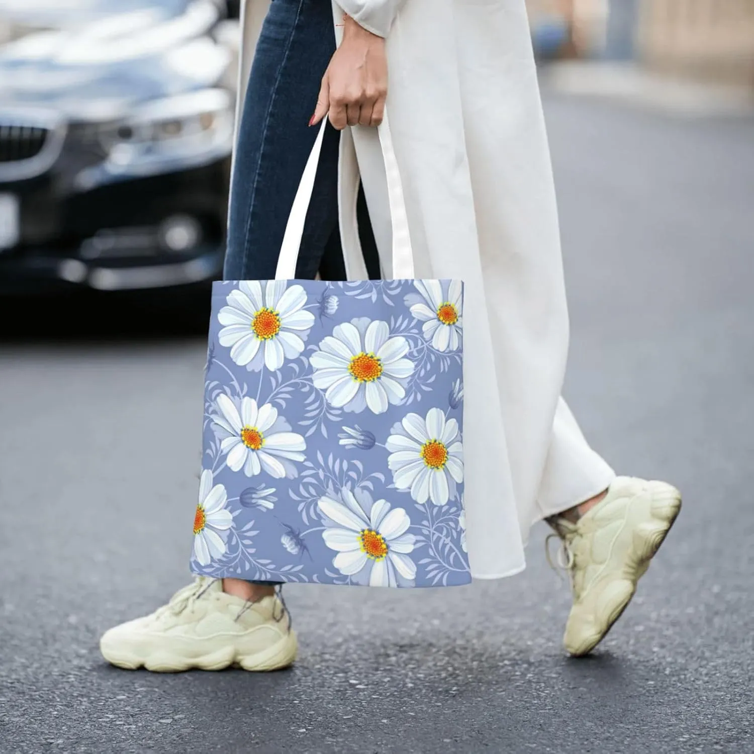 SSIMOO Dog Floral Fashion Canvas Tote Bag-Personalized Handbag,Multifunctional Bag,Elegant And Minimalist