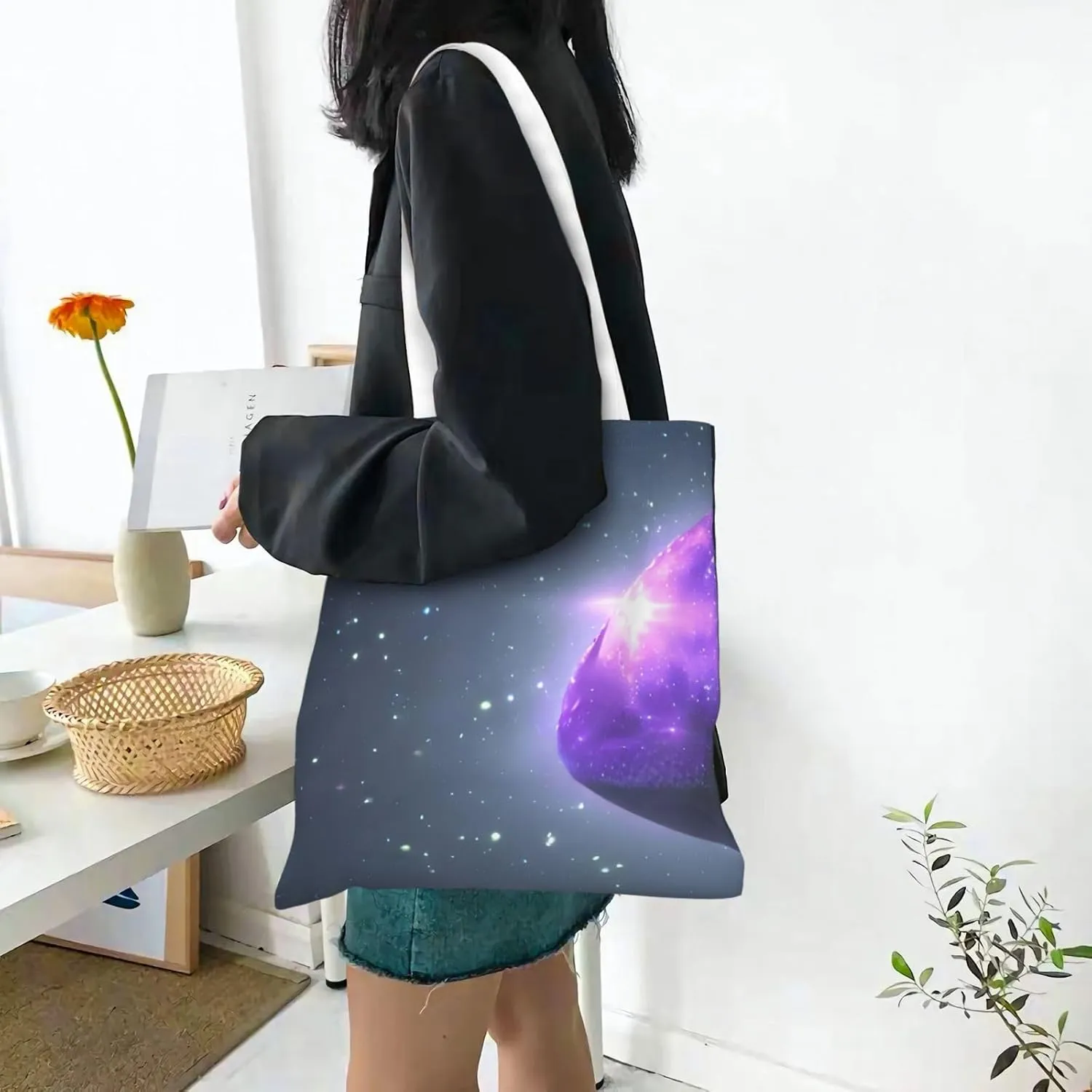 SSIMOO Metal Rose Fashion Canvas Tote Bag-Personalized Handbag,Multifunctional Bag,Elegant And Minimalist
