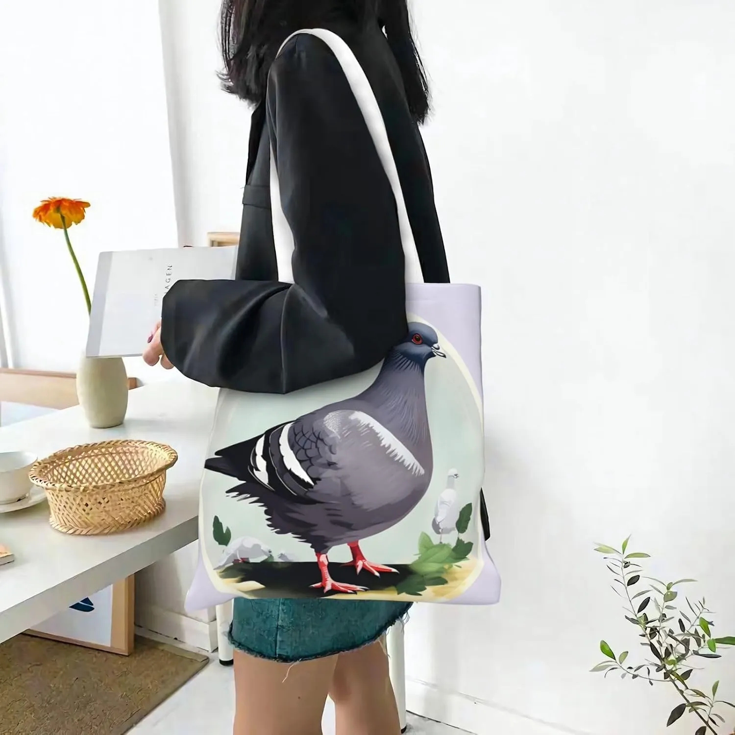 SSIMOO One Purple Plum Butterfly Fashion Canvas Tote Bag-Personalized Handbag,Multifunctional Bag,Elegant And Minimalist