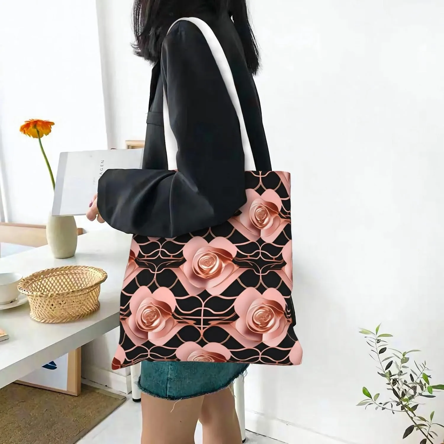 SSIMOO Two Horses Fashion Canvas Tote Bag-Personalized Handbag,Multifunctional Bag,Elegant And Minimalist