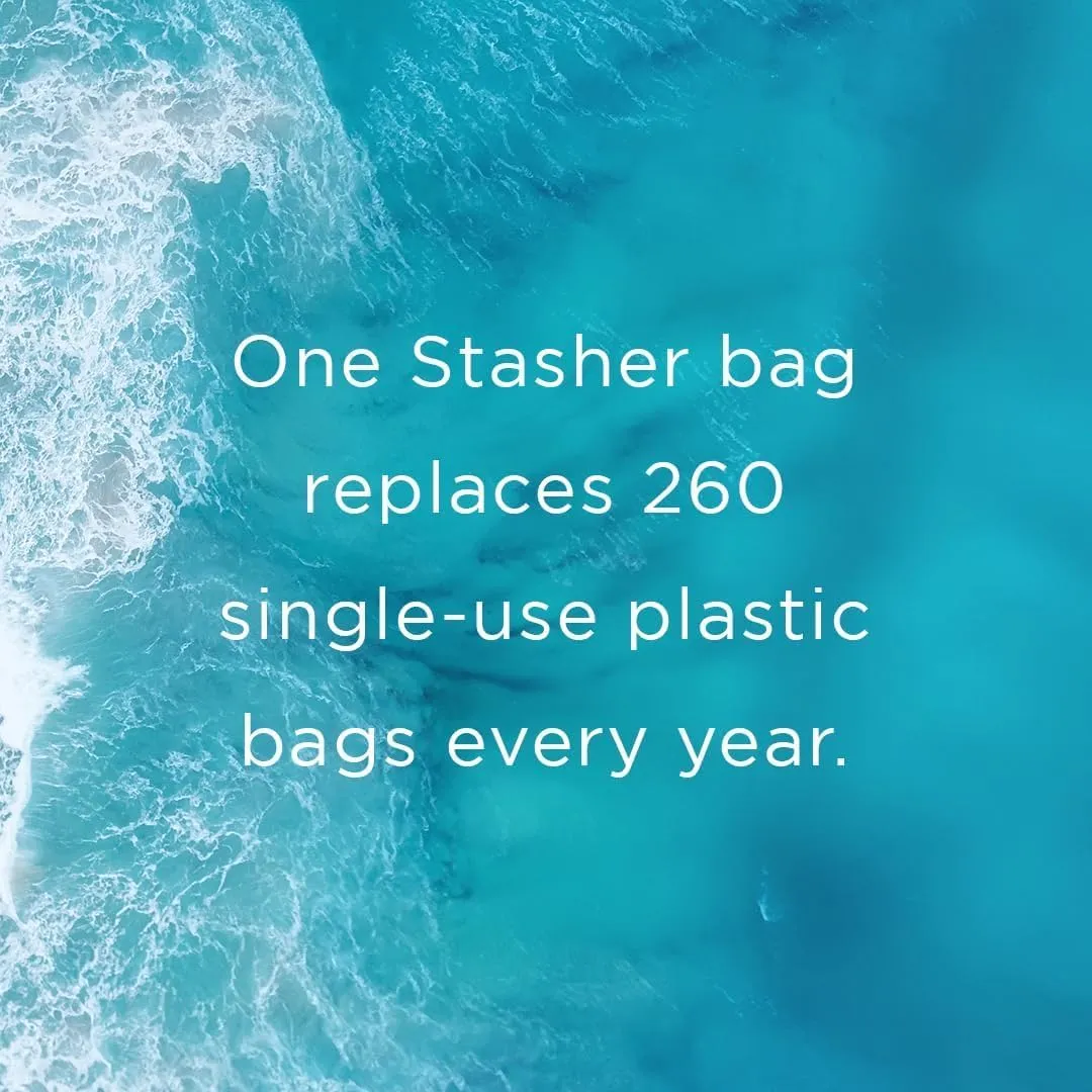 Stasher Premium Silicone Reusable Food Storage Half Gallon Bag, Blue, Microwave, Sous Vide, Dishwasher, Oven and Freezer Safe, BPA Free, Leak-free, Eco-friendly, 64 Oz