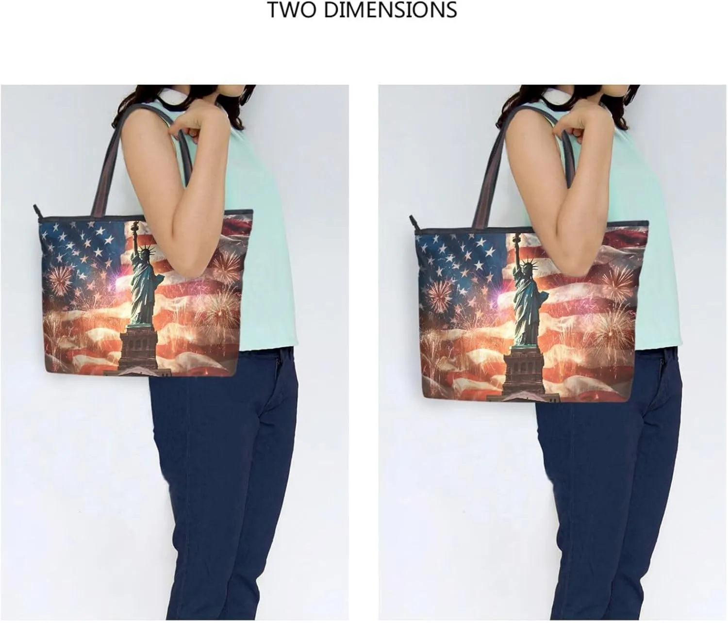 Statue Liberty Fireworks Tote Bag for Women Durable Designer Handbag with Zipper for Daily Use Travel L