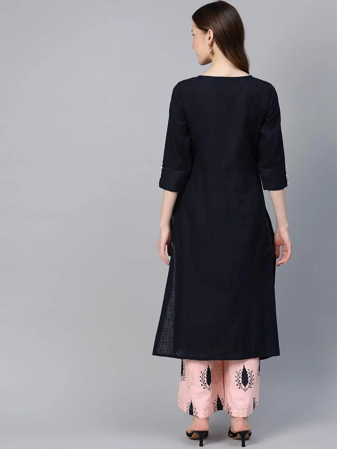 Straight Indian Kurta for Women, Cotton Kurta with Palazzo Pant Set