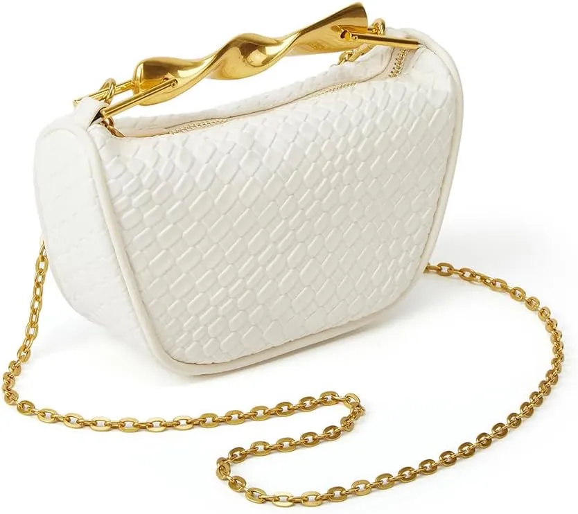 Straw Clutch Bag for Women Mini Summer Satchel Purse Fashion Woven Crossbody Shoulder Handbags with Chain Strap