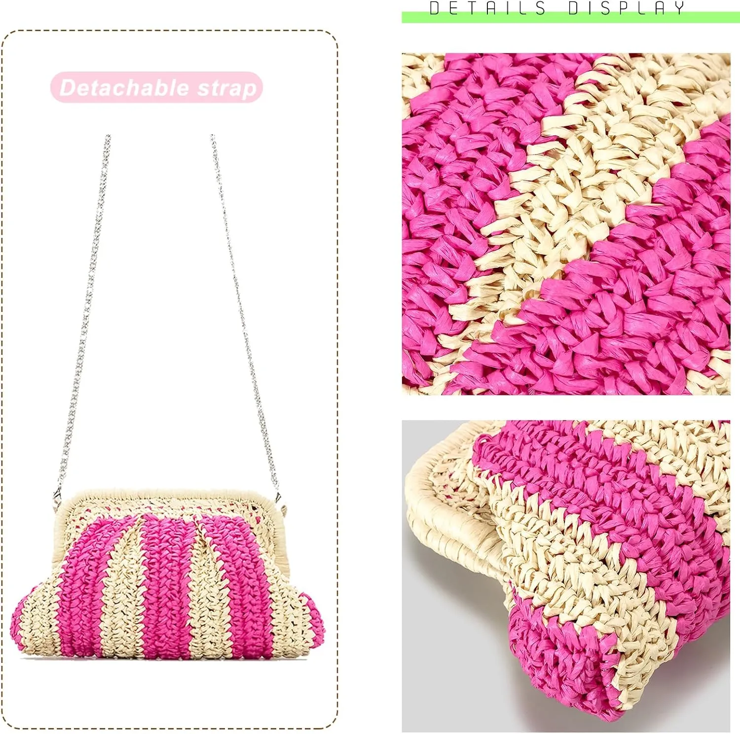 Straw Clutch Handbag Cloud Riched Purse Chain Shoulder Crossboby Bag Designer Straw Evening Bag
