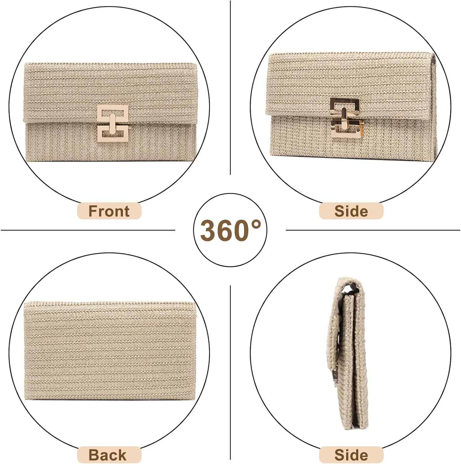 Straw Crossbody Bag for Women Summer Designer Evening Handbag Casual Beach Straw Shoulder Bag