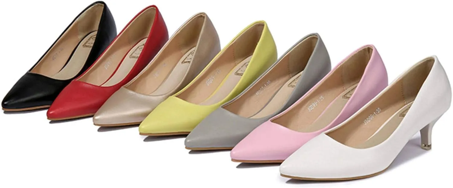 Stunner Women's Classic Fashion Pointed Toe Low Heel Dress Pumps Shoes